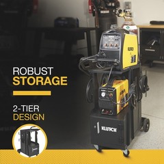 Klutch 2-Tier Welding Cart with Locking Cabinet, 31-1/2in.L x 16-1/8in.W x