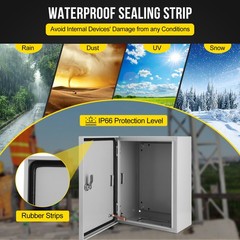 IP66 Steel Electrical Enclosure Box with Lock & Waterproof Seal , 12″Lx16″Hx6″W