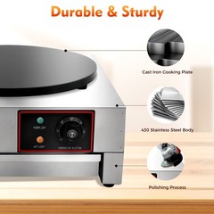 16″ Commercial Electric Crepe Maker Pancake Machine Big Hotplate Non Stick 1700W