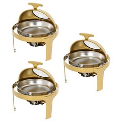 3Pcs 6L Chafing Dishes with Fuel Holders & Handle Stainless Steel Buffet Dishes