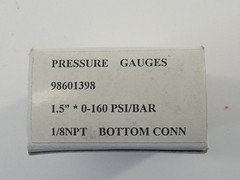 Pressure Gauge, 0-160PSI, 1-1/2″ Face, 1/8″ NPT Bottom Connection – NEW Surplus!