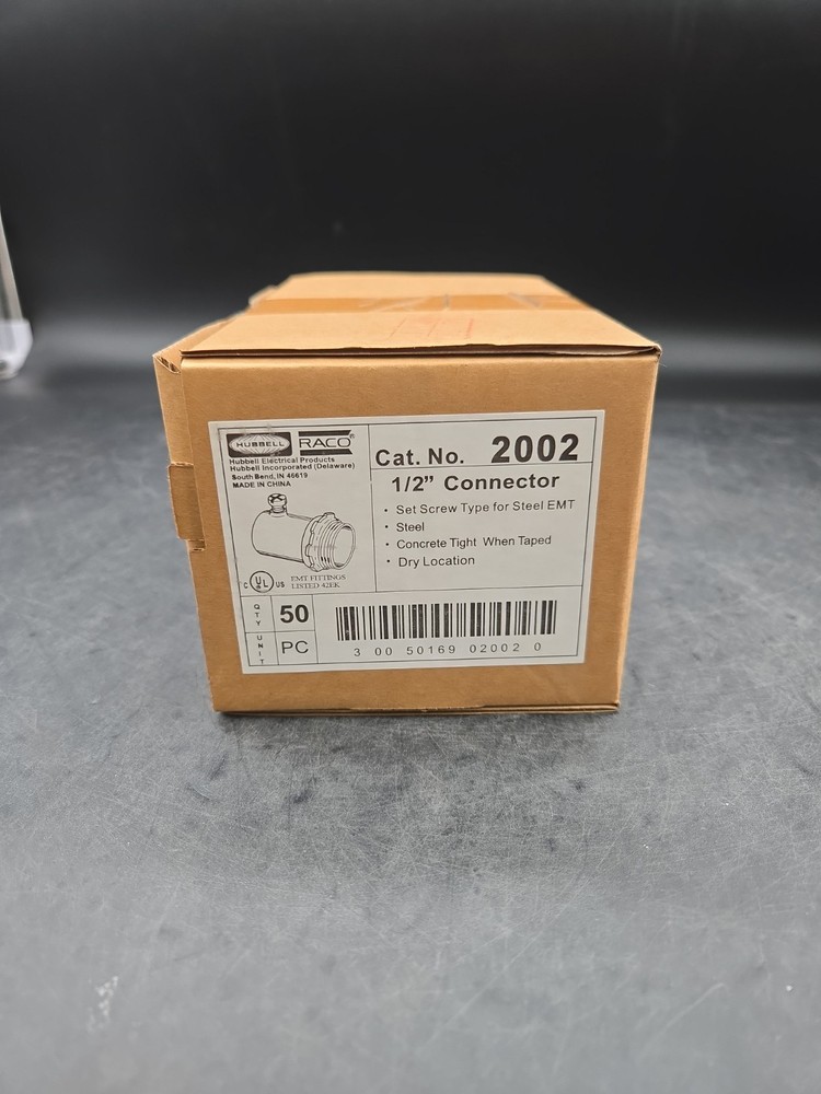 Raco Hubbell 2002 1/2″ Connector Set Screw Type For Steel EMT Pack of 50