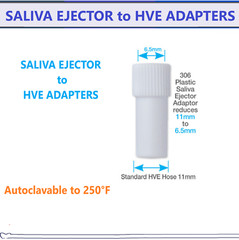 Dental SALIVA EJECTOR to HVE ADAPTERS, White, Autoclavable to 250°F, 5/Pack
