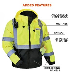 Unisex Adult Hi Vis Safety GloWear 8377 Type R Class 3 Lime Quilted Bomber Ja…