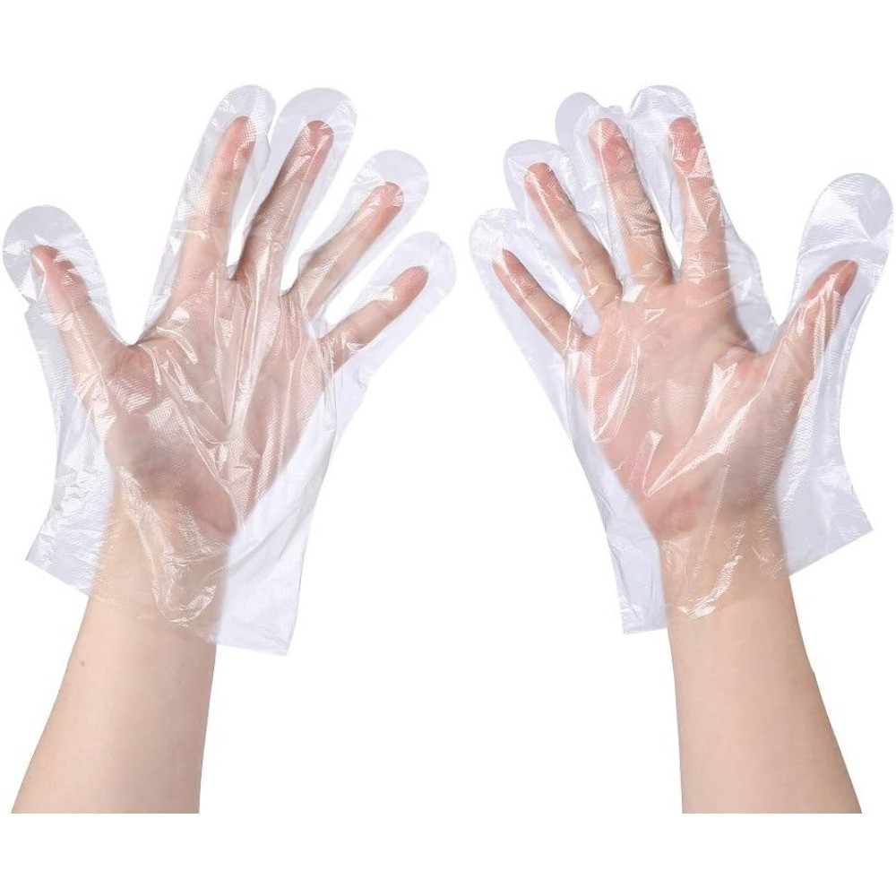 Disposable Plastic Gloves One Size Fits Most 100 Pcs Bulk Pack