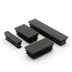 Rectangular Plastic End Caps Ribbed Plugs Blanking Inserts Tube Pipe Bungs Black