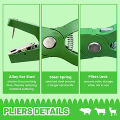 Numbered Cattle Ear Tags with Plier, 001-100 for Livestock Identification