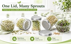 6 Pack Sprouting Jar Lids – 304 Stainless Steel Screen Filter Strainer Lid for
