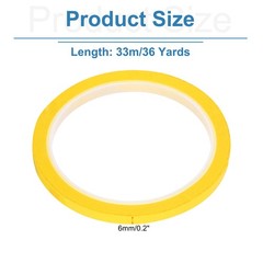 1 Rolls Dark Yellow 0.2 Inch x 36 Yards PET Film Whiteboard Tape 6mm x 33m