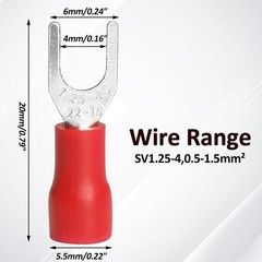 Litoexpe 200 Pcs 22-16 AWG Insulated Fork Spade Wire Connector, U Type Electr…