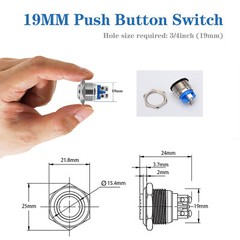 Silver 12V DC Waterproof Metal Circle Push Button Momentary Horn Switch Car/Boat