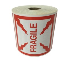 Shipping Labels 4×4 Fragile 500 labels per roll 1-12 Rolls