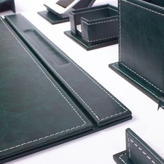 Vega Leather Desk Set with 9 Accessories- Desk Storage Organizer Set- 9 PCS