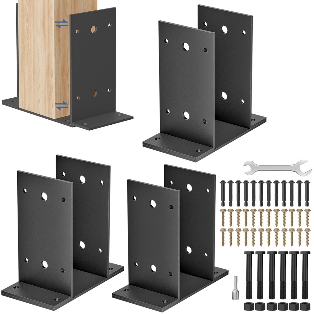 4×4 Post Base 3 Pcs,Heavy Duty Detachable Post Bracket with Adjustable Inner …