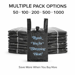 Black Thank You Liquor Bottle Bags 8x20x4 Heavy Duty 0.98 Mil (50-1000)