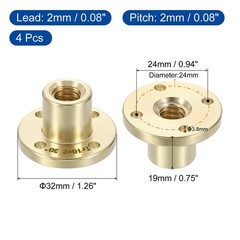 4 Pcs Tr10x2 Screw Brass Nut (2mm Pitch, 1 Start, 2mm )