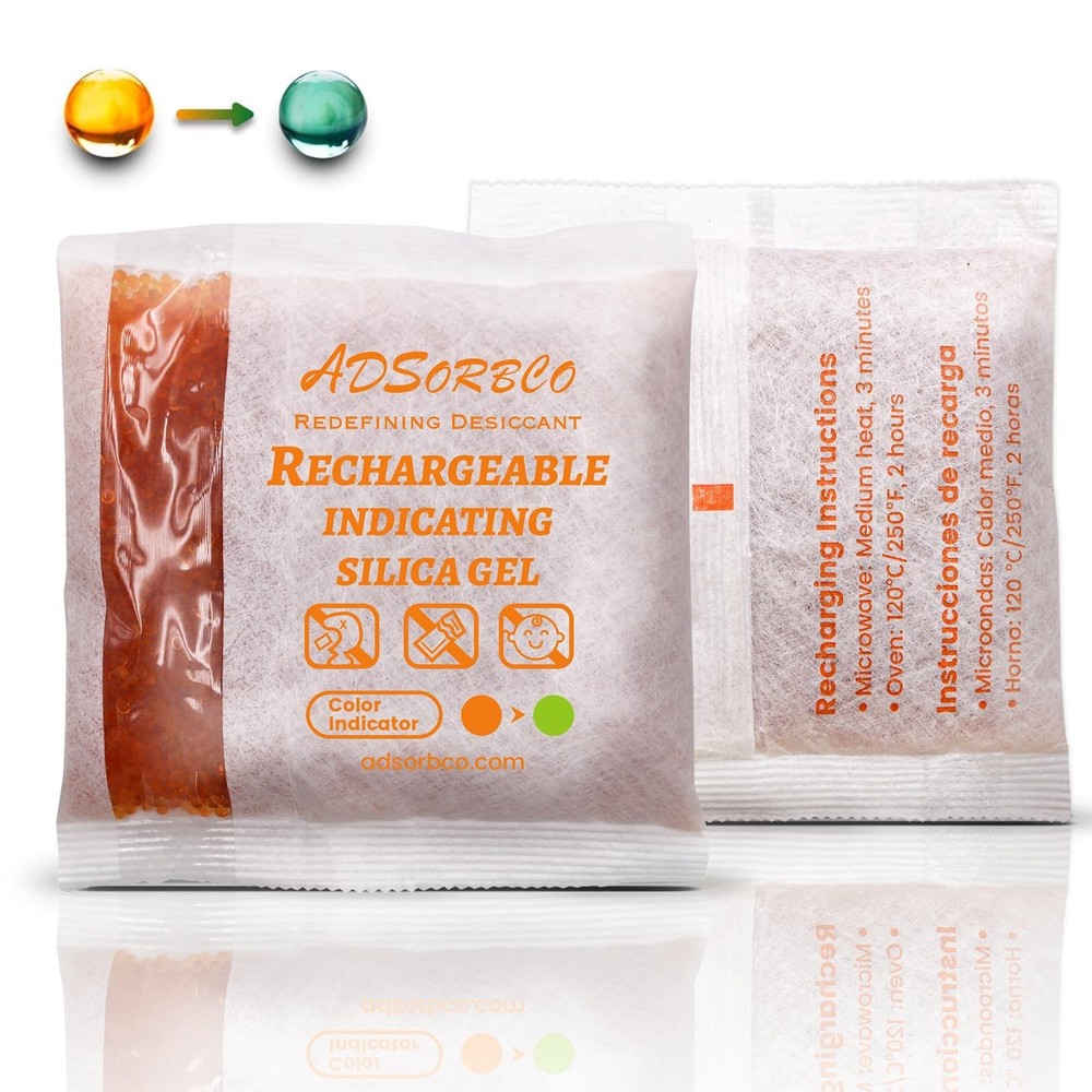 (200 Gram 2 Packages) Adsorbco Rechargeable Silica Gel Packets