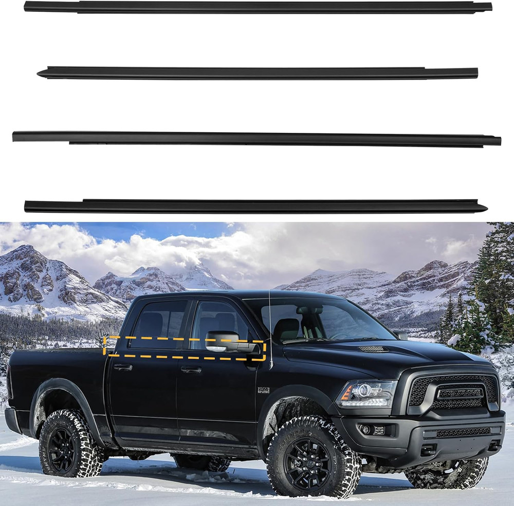 Window Weatherstrip Belt Molding Kit 4PCS for Dodge Ram 1500 2500 3500 Crew Cab