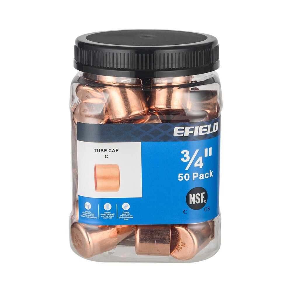 Pro 50 Pack EFIELD 3/4″ Copper Pipe End Cap ( Plug) Solder Fittings, Lead Free