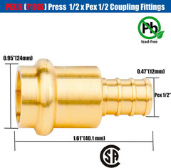 12 Pack 1/2″ Press Propress X 1/2″ PEX Adapter Crimp Fittings Brass Coupling Con