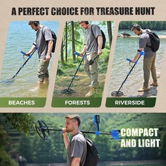 Metal Detector for Adults Professional, Double-D Waterproof Search Coil Gold …