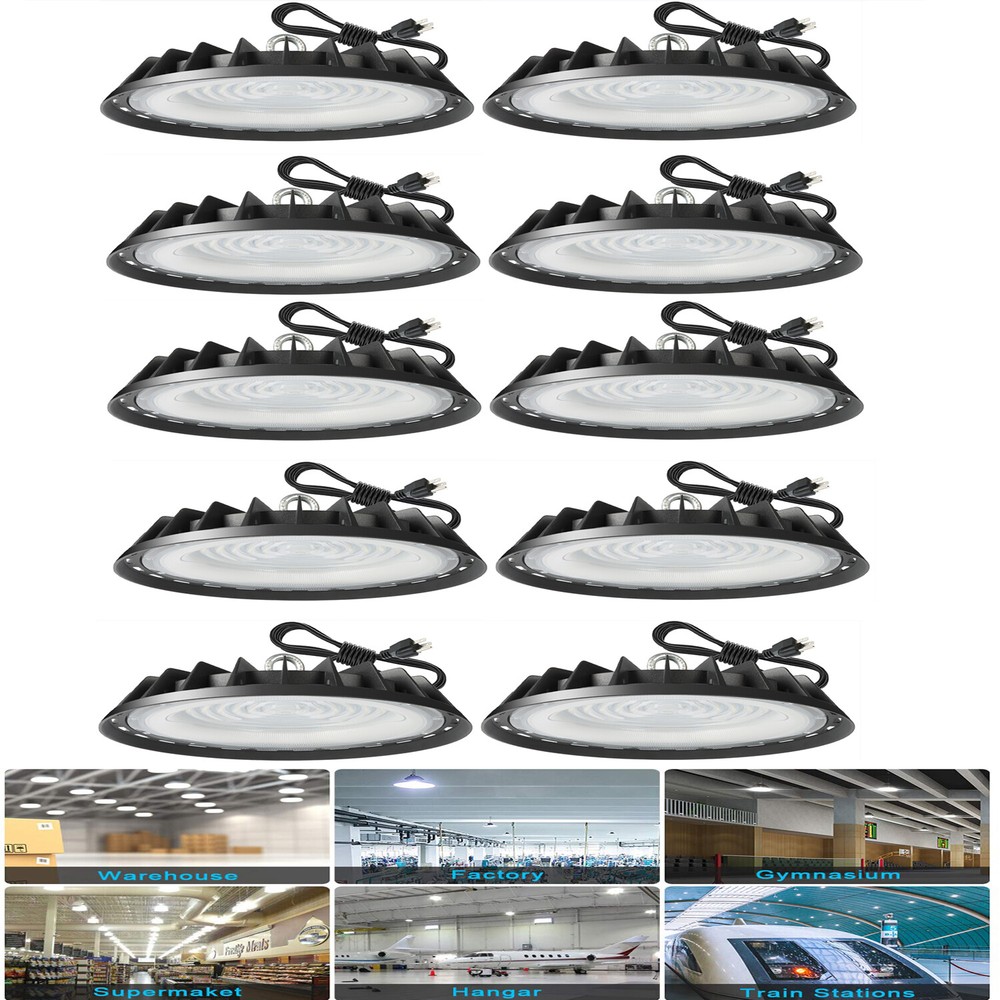 500W UFO LED Light High Bay 6000K Warehouse Industrial Lighting 90-277V 10Pack