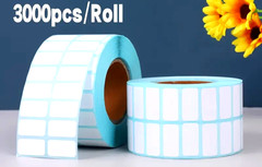 ROLL OF 3000 WHITE SQUARE LABELS ⭐(#1/BEST)⭐ GARAGE SALE RETAIL STORE PRICE TAGS