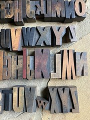 62 Vintage Letter Number Letterpress Wooden Print Blocks Two Full Alphabets