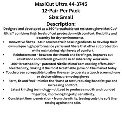 PIP Industrial Products 44-3745/S MaxiCut Ultra Work Gloves, Small – (12Pack)