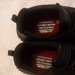 SKECHERS Slip Resistant Air-Cooled Memory Foam Wide Fit Shoes, Black