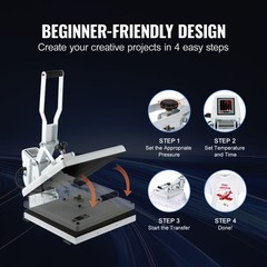 VEVOR Heat Press Machine 15x15inch T-shirt Sublimation Transfer Printer Crafts