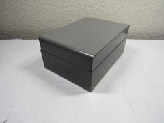 Vintage metal card file hinged top grey