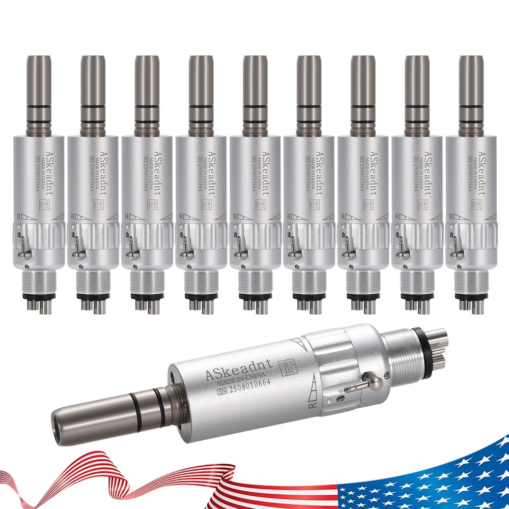 10 pcs New Dental Low Slow Speed Air Motor Handpiece E-type 4 Holes ASkeadnt