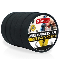 XFasten Wire Harness Tape, 3/4-Inch by 50-Foot (5-Pack), High Temp Wiring Loo…