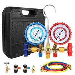 4CFM 1/3HP Air Vacuum Pump & Manifold Gauge Set HVAC+R134A R502 R22 R12 Kit A/C