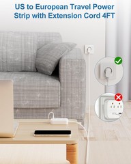 Type E F Plug Adapter, Germany France Travel Plug Adapter with 3 Outlets 3 US