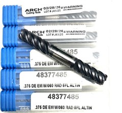 ARCH 3/8 5FL Double End Corner Radius End Mill .060R Solid Carbide AlTiN NEW