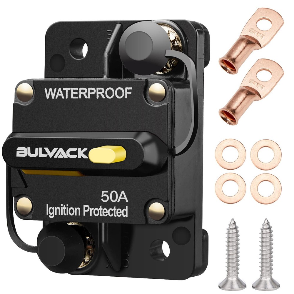 BULVACK 50 Amp Circuit Breaker with Manual Reset for Car Trolling Motors Boat