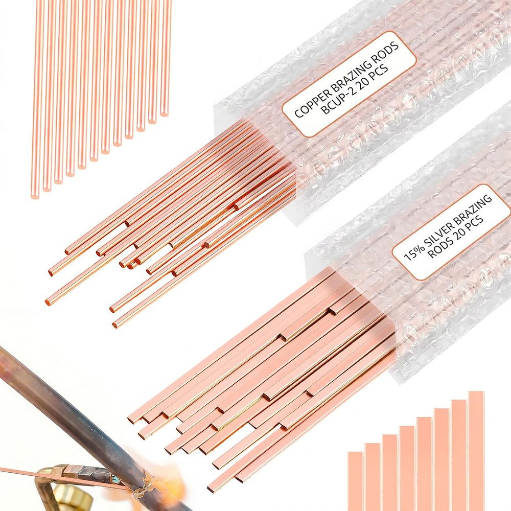40 Sticks 15% Silver Brazing Rods AWS Bcup-5 15% Silver Solder Phos Copper Brazi