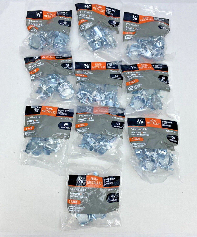 Lot Of 10 Bags, 3/8″ Speed-Snap Non-Metallic Snap-In Clamp Connector (5-Pack)