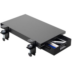 VIVO Black Premium Clamp-on 24″ x 14″ Desk Extension with Storage Drawer