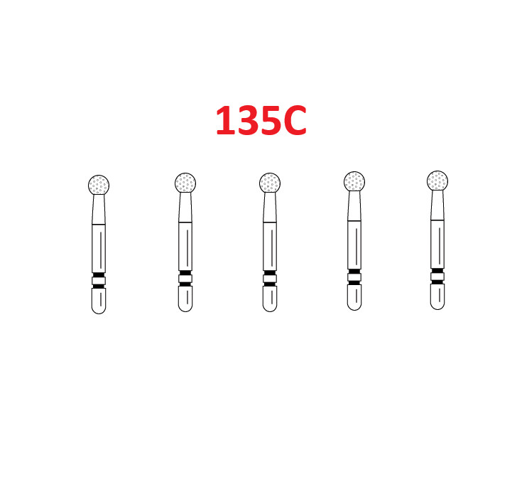 Premier Dental TWO STRIPER Diamond 135 – Round Coarse Burs 5/Pk