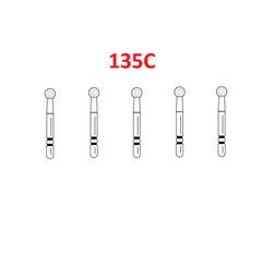 Premier Dental TWO STRIPER Diamond 135 – Round Coarse Burs 5/Pk