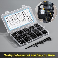 580 PCS M3 Black Nylon Standoff Kit with Spacers, Screws, and Nuts M3, black