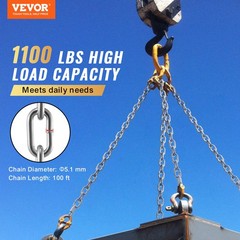 VEVOR Zinc Plated Proof Coil Chain Carbon Steel Chain Sling 3/16″ x 100′ 1100lbs