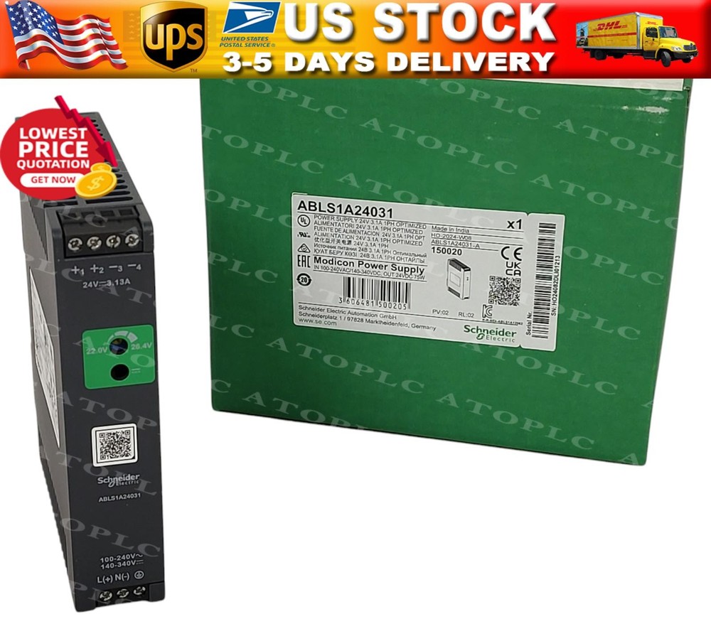 Schneider ABLS1A24031 Regulated Power Supply 100-240V AC, 24V 3.1 A Single Phase