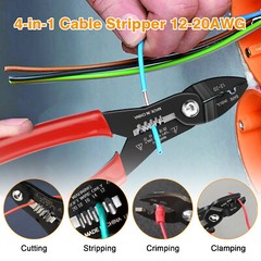 4 in 1 Wires Cables Pliers Crimper Stripper Cutter Gripping Tool for 12-20 AWG