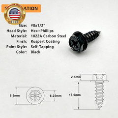 #8 X 1/2″ Gutter Screws Hex Head Self-Tapping Screws Black Ruspert Finish, 100 P