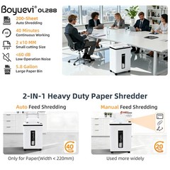 200-Sheet Auto Feed Paper Shredder 22L Micro Cut 40 Min Non-Stop for Office Home