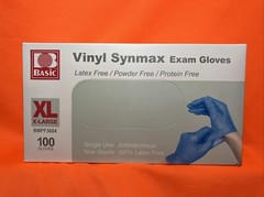 Basic Synmax Vinyl Exam Gloves, 100 Box X-Large Latex Free Powder Free
